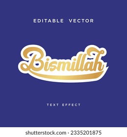 letter bismillah text effect design vector