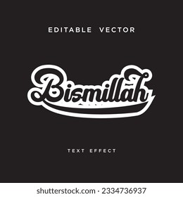 letter bismillah text effect editable vector design