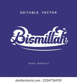 letter bismillah text effect editable vector design