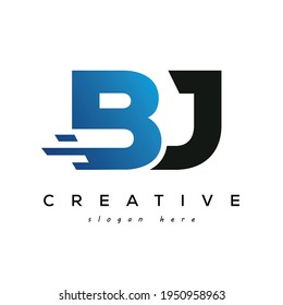Letter BJ Fast Speed and e commerce Logo Design Element