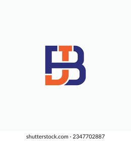 Letter BJ, or JB bold geometric logo. Interlocking letter B and J identity design concept