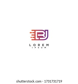Letra BJ JB elementos de diseño de iconos de logotipo de movimiento rápido