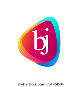 Letter BJ logo in triangle shape and colorful background, letter combination logo design for company identity.