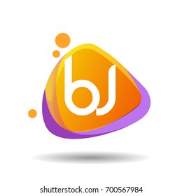 Letter BJ logo in triangle splash and colorful background, letter combination logo design for creative industry, web, business and company.