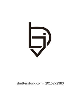 letter bj lowercase simple geometric logo vector
