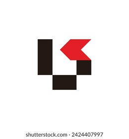 vector de logotipo simple de línea de píxeles de flecha de letra bk 
