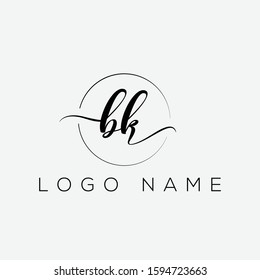 Letter bk handwriting logo with luxury elegent modern style perfect for , beauty , wedding photography , spa , makeup logos 
