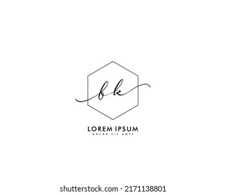 Letter BK Initial handwriting logo with signature and hand drawn style.