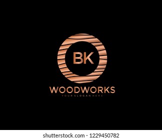 Letter BK initial wood logo vector