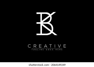 Letra bk, kb, k, b, resumen diseño inicial del logotipo del alfabeto de monograma