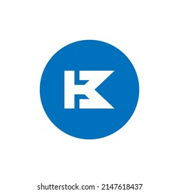 Letter BK or KB monogram logo design in circle shape