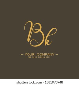 Letter Bk Logo. Initial Letter Design Vector Luxury Colors