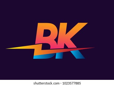 Letter BK logo with Lightning icon, letter combination Power Energy Logo design for Creative Power ideas, web, business and company.