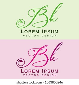 Letter BK logo template Leaf Vector