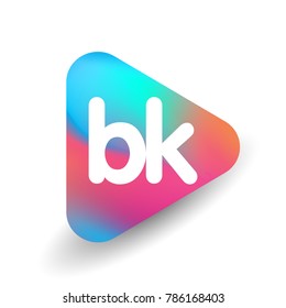 Letter BK logo in triangle shape and colorful background, letter combination logo design for business and company identity.
