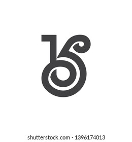 letter bk overlapping curves line logo vector