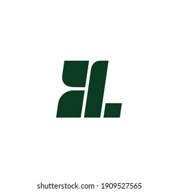 letter bl abstract leaf green geometric simple logo vector