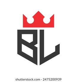 Letter BL Crown Logo. Crown on Letter BL Logo Design Template