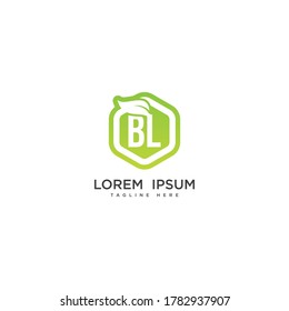 Letter BL eco leaf logo icon design template elements