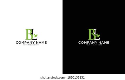 Letter BL eco leaf logo icon design template elements