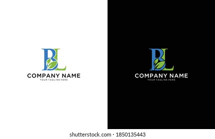 Letter BL eco leaf logo icon design template elements
