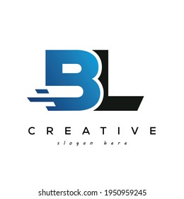 Letra BL Velocidad rápida y elemento de diseño de logotipo de comercio electrónico
