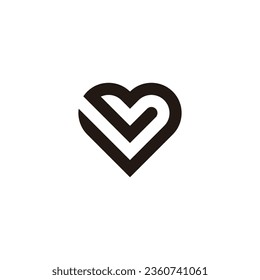 Letter BL heart geometric symbol simple logo vector