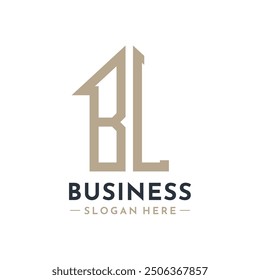 Letter BL House Logo for Real Estate Business Branding BL Property Management. Modern Initials AA Logo Design