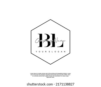 Letra BL Logo de escritura manual inicial con firma y estilo dibujado a mano.