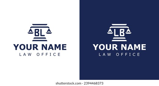 Letter BL and LB Legal Logo, suitable for any business related to lawyer, legal, or justice with BL or LB initials