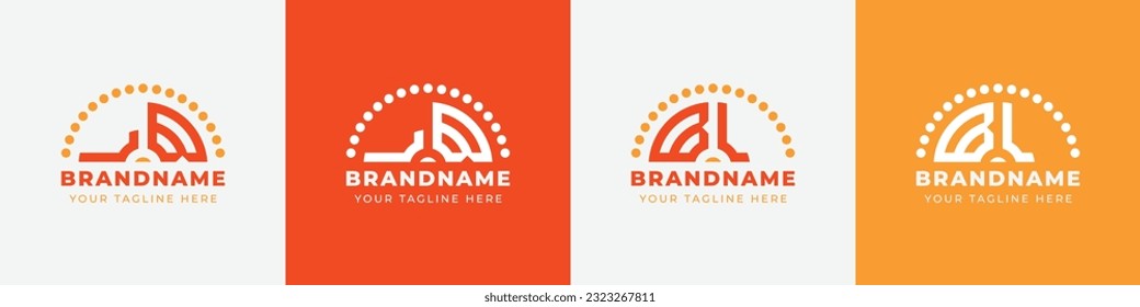 Letter BL und LB Sunrise Logo Set, geeignet für jedes Geschäft mit BL oder LB Initialen.