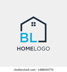 Letter BL Line House Real Estate Logo. home initial B L concept. Construction logo template, Home and Real Estate icon, - vector