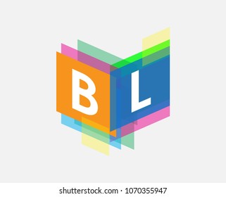 Letter BL logo with colorful geometric shape, letter combination logo design for creative industry, web, business and company.
