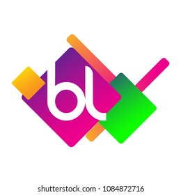 Letter BL logo with colorful geometric shape, letter combination logo design for creative industry, web, business and company.