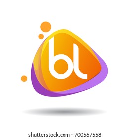 Letter BL logo in triangle splash and colorful background, letter combination logo design for creative industry, web, business and company.