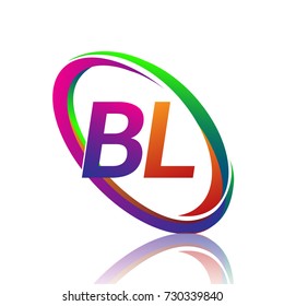 letter BL logotype design for company name colorful swoosh. vector logo for business and company identity.
