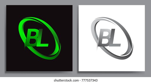 letter BL logotype design for company name colored Green swoosh and grey. vector set logo design for business and company identity.
