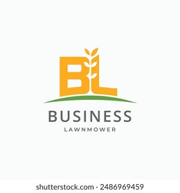 Letter BL with plant leaf growth logo design concept. Vector illustration