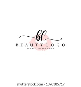 Letter BL Watercolor Lips Premade Logo Design, Logo for Makeup Artist Business Branding, Blush Beauty Boutique Logo Design, Calligraphy Logo