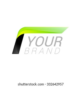 I letter black and green logo design Fast speed template elements