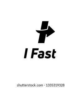Letter I black logo with negative space arrow logo for business, transportation, delivery company isolated on white background. - Vector Illustration