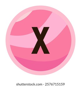 The letter ‘x’ in black on a delicate pink candy swirl circle, great for romantic and playful themes