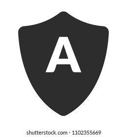  letter A and black shield. logo concept for security company