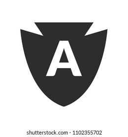  letter A and black shield. logo concept for security company