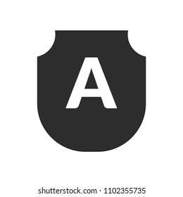  letter A and black shield. logo concept for security company