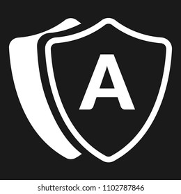  letter A and black shield. logo concept for security company