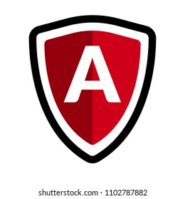  letter A and black shield. logo concept for security company