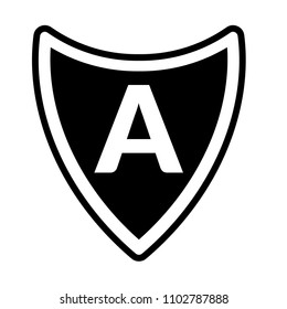 letter A and black shield. logo concept for security company