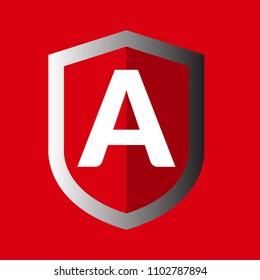  letter A and black shield. logo concept for security company