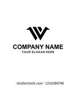 letter black W logo vector